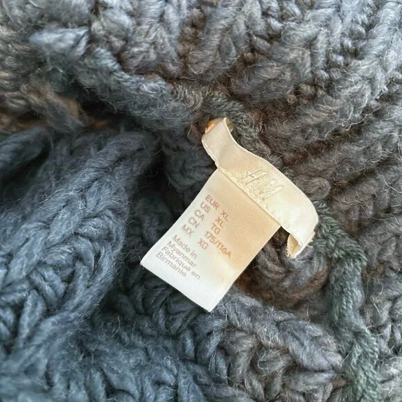 H&M Green Acrylic Long Sleeve Turtle Neck Chunky Knit Sweater Size XL - Picture 4 of 6